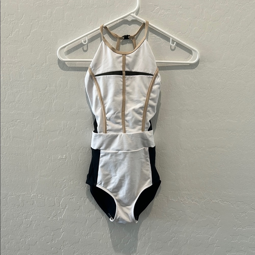 Black, white, and tan leotard, JoJax